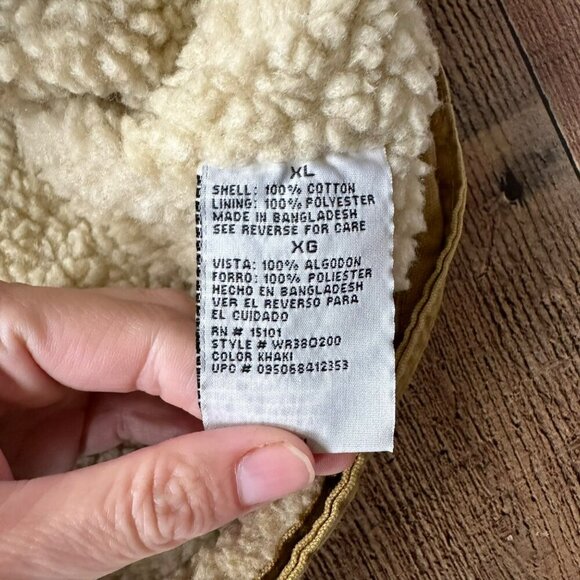 Wrangler Hero Mens XL Khaki Sherpa Lined Warm Vest Zipper Front & Pocket Accents - Picture 5 of 6